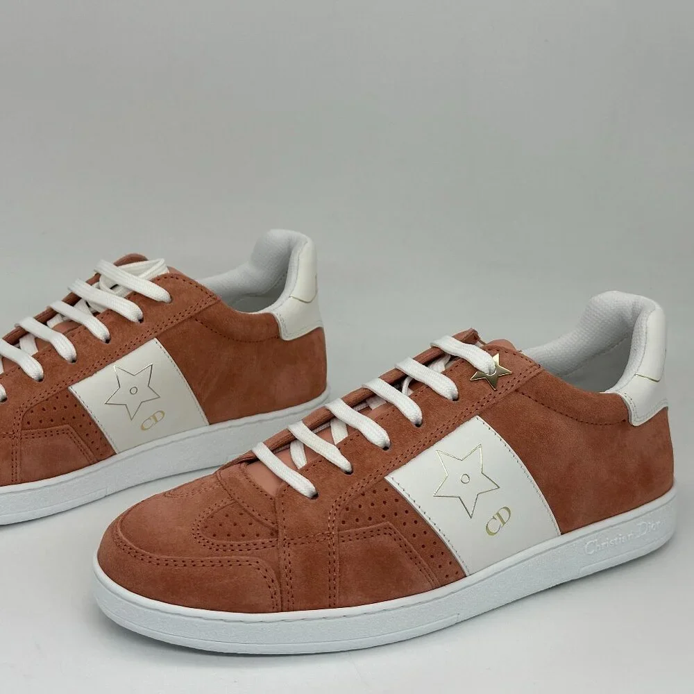 DIOR Star Lace Up Low Top Suede Leather Sneakers Trainers Dusty Candy - Picture 8 of 13